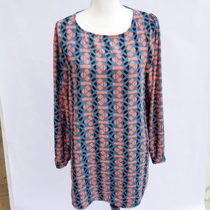 EVERLY Longsleeve Shift Dress Geometric Print Sz M